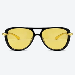 BV1391S Knot Aviator Sunglasses Black Yellow Lens