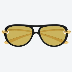 BV1418S 007 Black / Yellow Knot Aviator Sunglasses