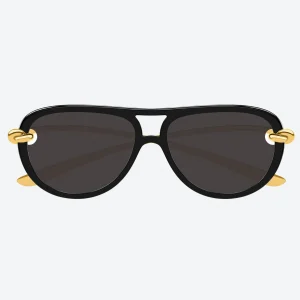 BV1418S Black Gold Aviator Sunglasses