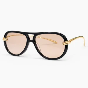 BV1418S Black Gold Pink Lens Sunglasses