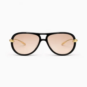 BV1418S Black Gold Pink Lens Sunglasses