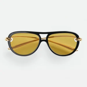 BV1418S Black Yellow Aviator Sunglasses