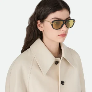 BV1418S Black Yellow Aviator Sunglasses
