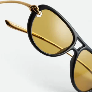 BV1418S Black Yellow Aviator Sunglasses