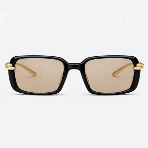 BV1419S Black Gold Brown Gradient Rectangle Sunglasses
