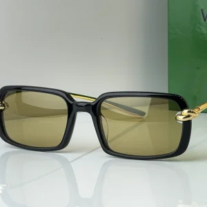 BV1419S Black Gold Yellow Rectangle Sunglasses