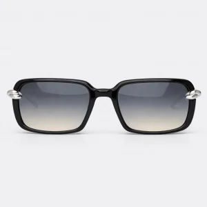 BV1419S Black Silver Gradient Rectangle Sunglasses