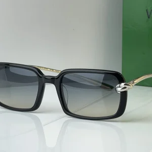 BV1419S Black Silver Gradient Rectangle Sunglasses