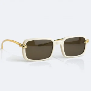 BV1419S Ivory Gold Rectangle Sunglasses