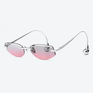 BV1698LA Silver Pink Gradient Rimless Sunglasses