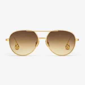 BV1701LA Gold Brown Gradient Aviator Sunglasses