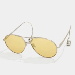 BV1701LA Silver Yellow Aviator Sunglasses