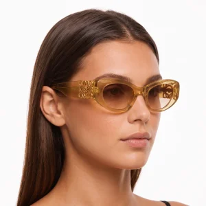 Beveled Oval Maxi Anagram Sunglasses Beige