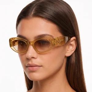 Beveled Oval Maxi Anagram Sunglasses Beige