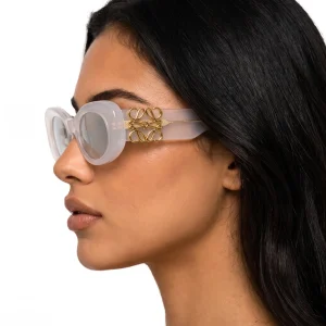 Beveled Oval Maxi Anagram Sunglasses White