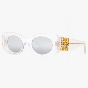 Beveled Oval Maxi Anagram Sunglasses White