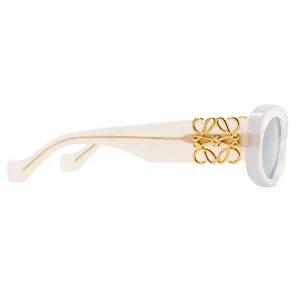 Beveled Oval Maxi Anagram Sunglasses White