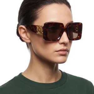 Beveled Square Maxi Anagram Sunglasses Havana