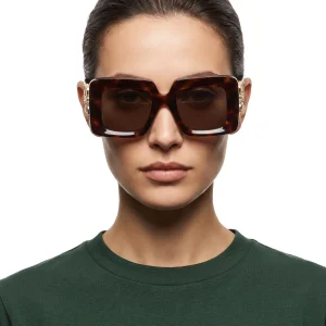 Beveled Square Maxi Anagram Sunglasses Havana