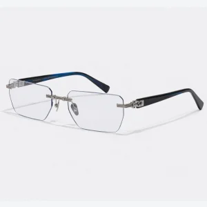 Pierre BPX-150C-53 Rimless Optical Glasses Silver Blue