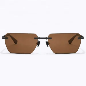 Pierre BPX-150C-53 Rimless Sunglasses Black Brown