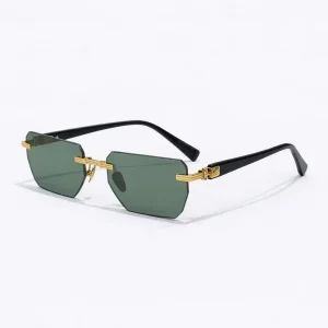 Pierre BPX-150C-53 Rimless Sunglasses Gold Green