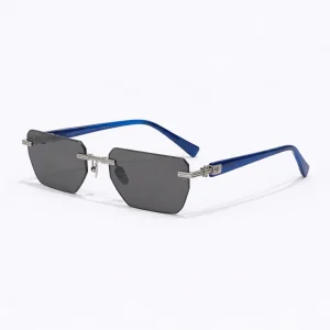 Pierre BPX-150C-53 Rimless Sunglasses Silver Blue