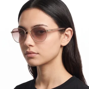 Pink Sunglasses with Iconic Metal Plaque