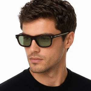 Square sunglasses with the iconic metal plaque – Dark Brown