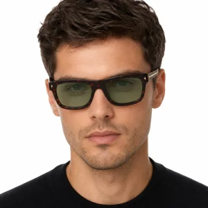 Square sunglasses with the iconic metal plaque – Dark Brown