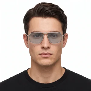 Sunglasses with Iconic Metal Plaque – Aviator Blue lenses