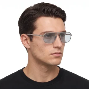 Sunglasses with Iconic Metal Plaque – Aviator Blue lenses
