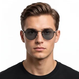 Sunglasses with Iconic Metal Plaque – Black Lenses