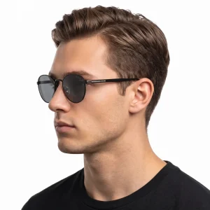 Sunglasses with Iconic Metal Plaque – Black Lenses