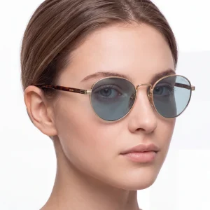 Sunglasses with Iconic Metal Plaque – Lake Blue lenses
