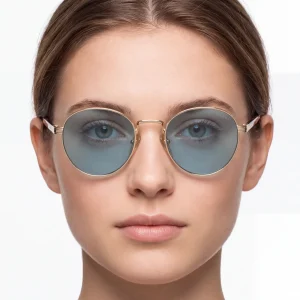 Sunglasses with Iconic Metal Plaque – Lake Blue lenses