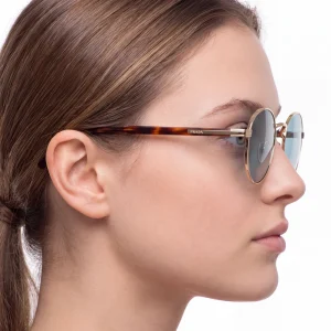 Sunglasses with Iconic Metal Plaque – Lake Blue lenses