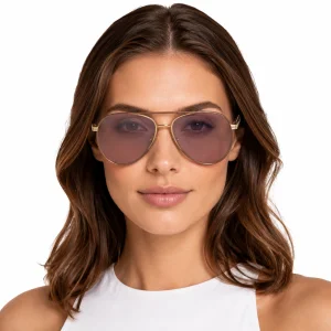 Sunglasses with the Iconic Metal Plaque - Mauve Lenses