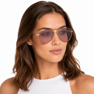 Sunglasses with the Iconic Metal Plaque – Mauve Lenses