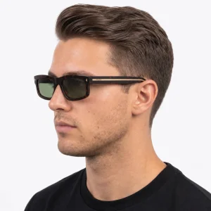 Sunglasses – Distinctive Shape with Green Lenses