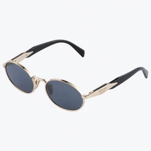 Vintage-Inspired Oval Sunglasses – Gold Frame