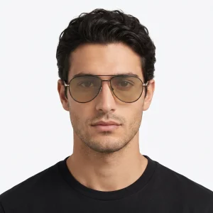Yellow Hexagonal Sunglasses – Black-and-Gold Frame