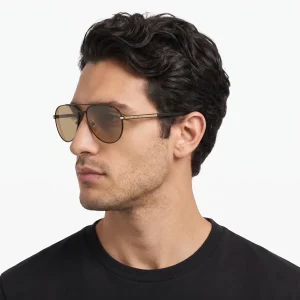 Yellow Hexagonal Sunglasses – Black-and-Gold Frame