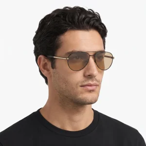 Yellow Hexagonal Sunglasses – Black-and-Gold Frame