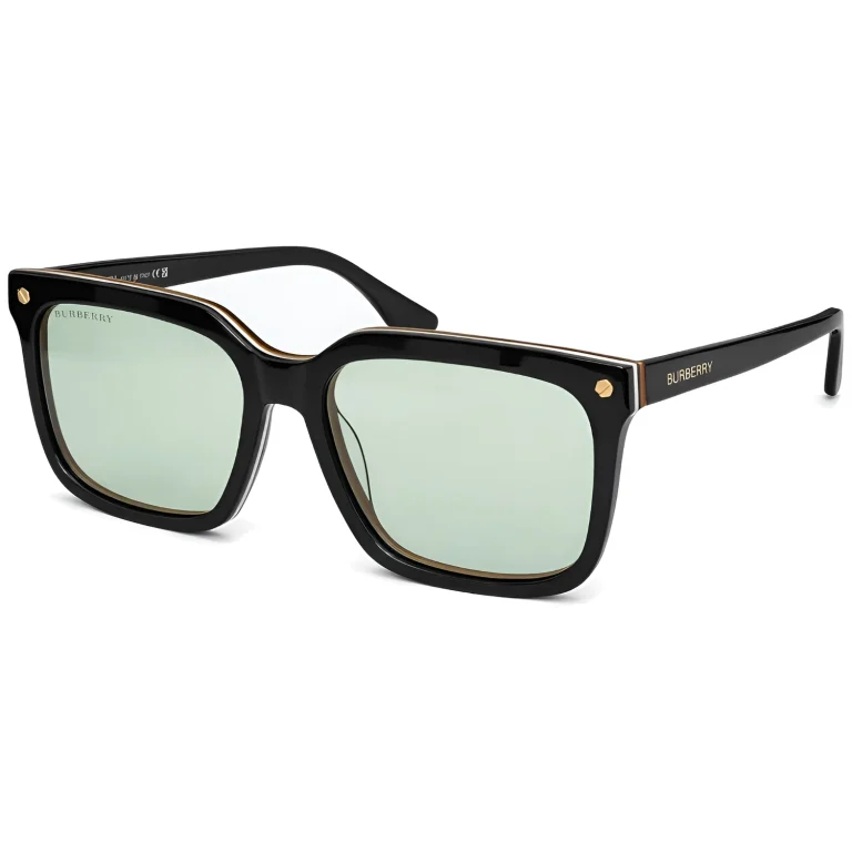 BE4337 Black / Light Green Square Sunglasses