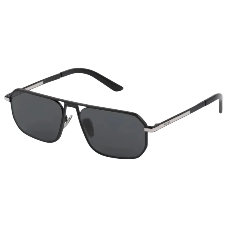 Black Aviator Sunglasses with Iconic Metal Plaque