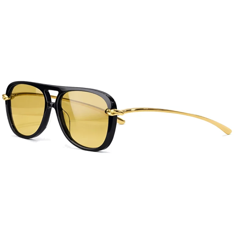BV1391S Knot Aviator Sunglasses Black Yellow Lens