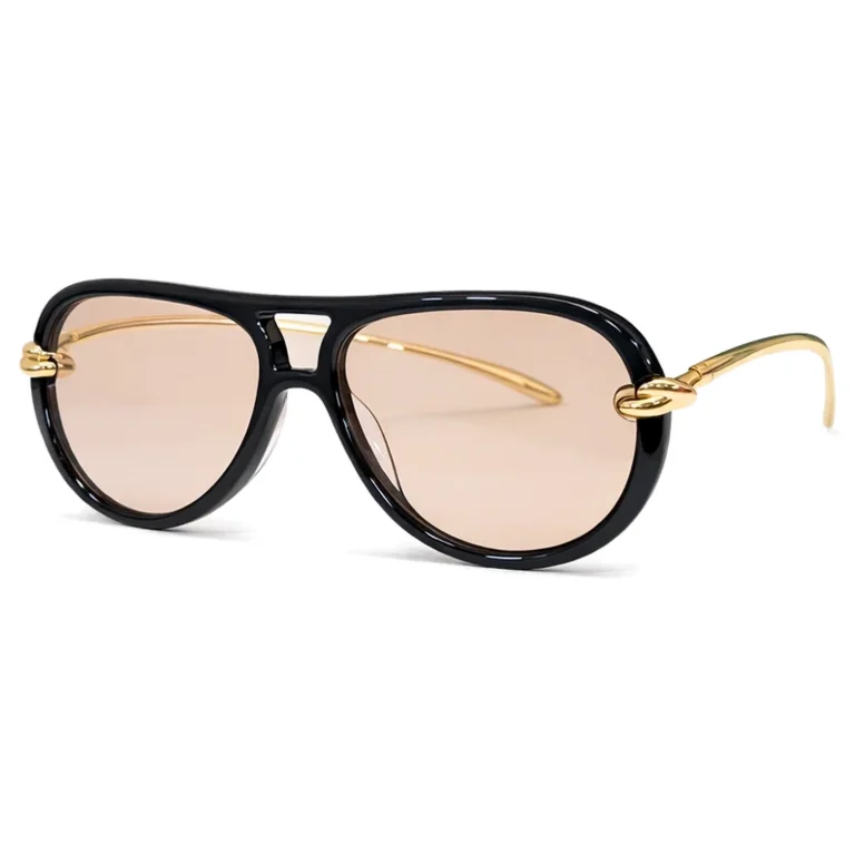 BV1418S Black Gold Pink Lens Sunglasses