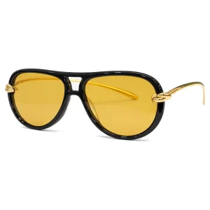 BV1418S Black Yellow Aviator Sunglasses