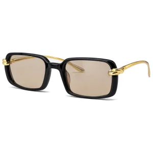 BV1419S Black Gold Brown Gradient Rectangle Sunglasses